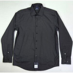 ben Sherman Slim Fit Size Large 16-16.5 34/35 Black Basketweave Dobby Shirt NWT